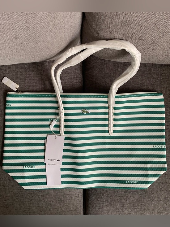 Lacoste Handbags - Lacoste L.12.12 Concept Tote handbag green strips NWT